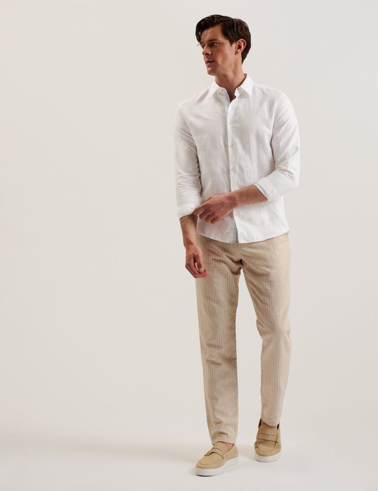 Ted Baker Romeos - Long Sleeve Linen Shirt Muške Košulje Bijele | 576014-QJF
