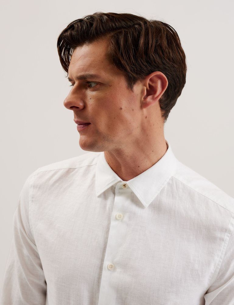 Ted Baker Romeos - Long Sleeve Linen Shirt Muške Košulje Bijele | 576014-QJF
