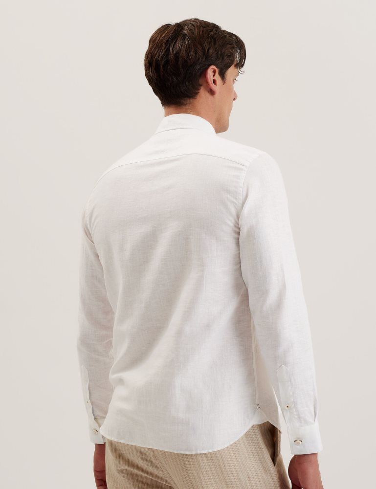 Ted Baker Romeos - Long Sleeve Linen Shirt Muške Košulje Bijele | 576014-QJF