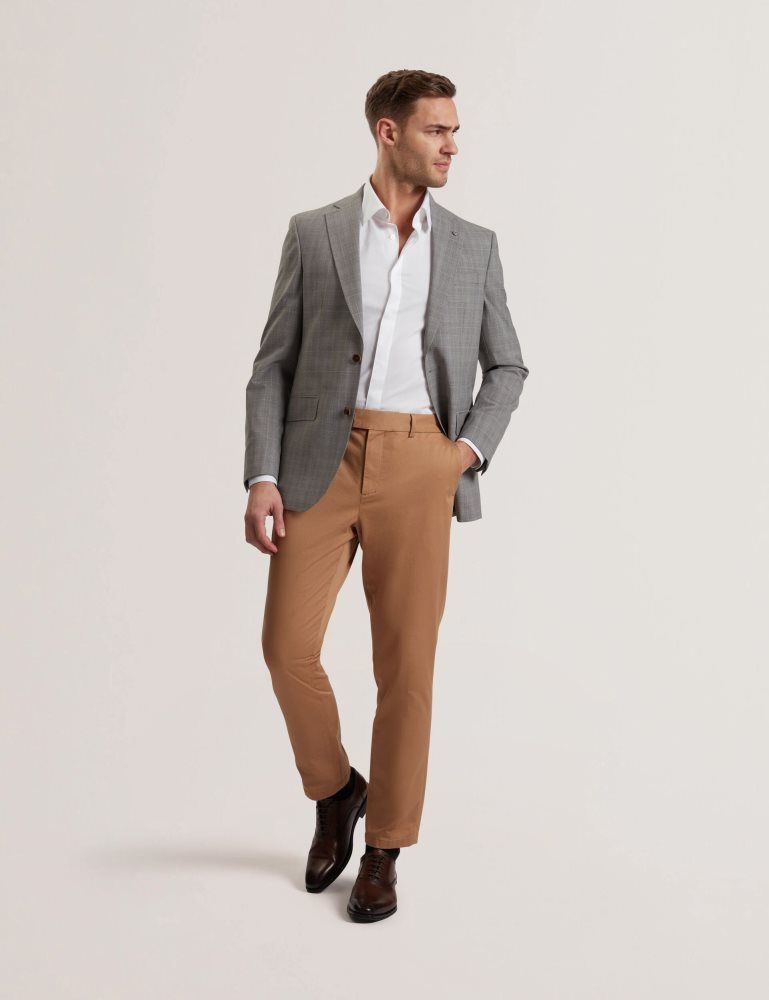 Ted Baker Ron - Windowpane Check Wool Suit Jacket Muške Odijela Sive | 354269-APE