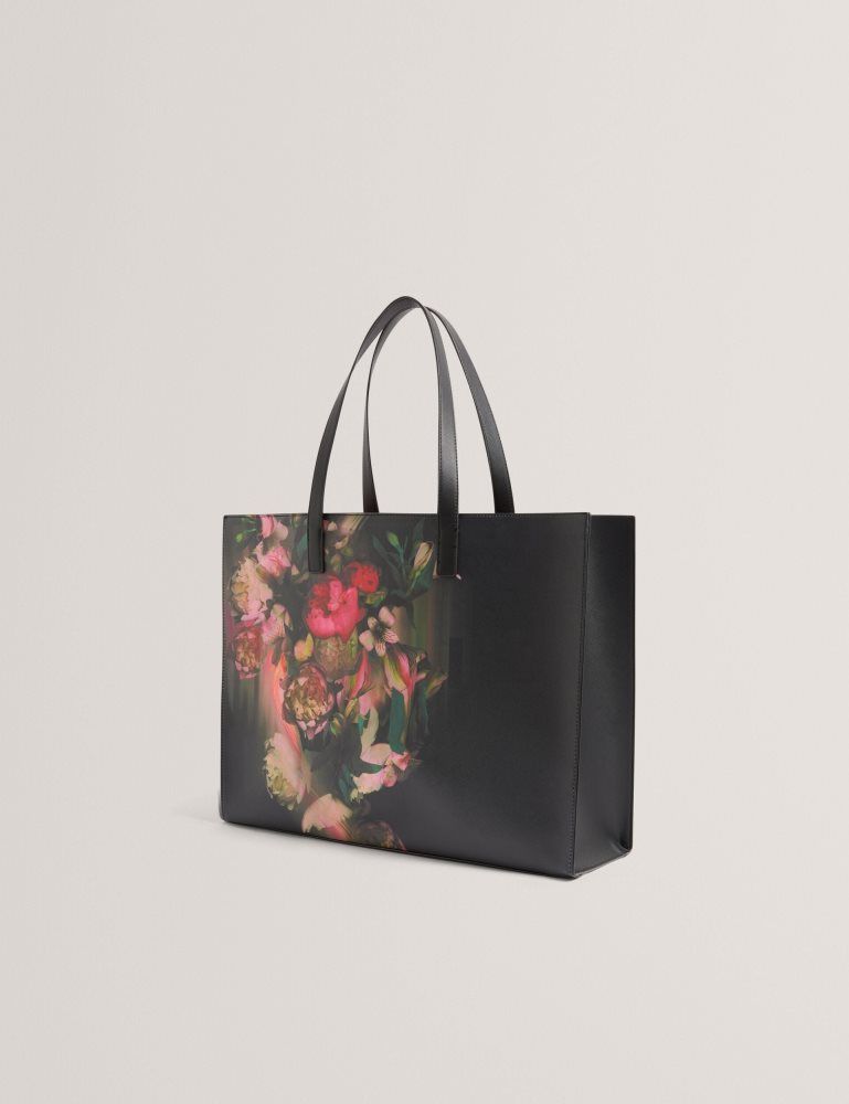 Ted Baker Saliina - Floral Print Wide Icon Tote Bag Ženske Torbe Ikone Crne | 649012-UNG