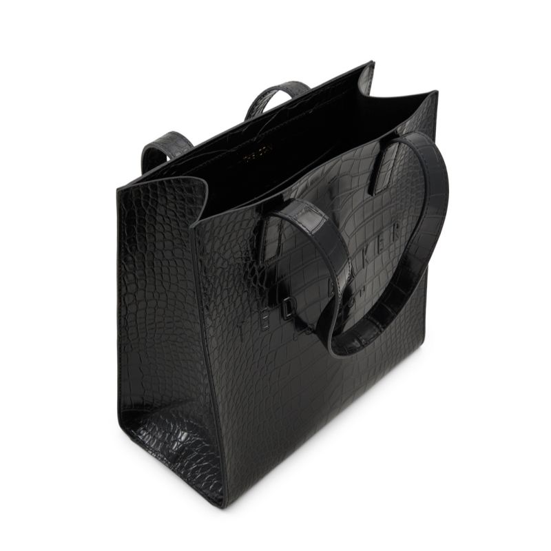 Ted Baker Seacon - Croc Texture Small Icon Tote Bag Ženske Torba Tote Crne Bijele | 157830-BUE