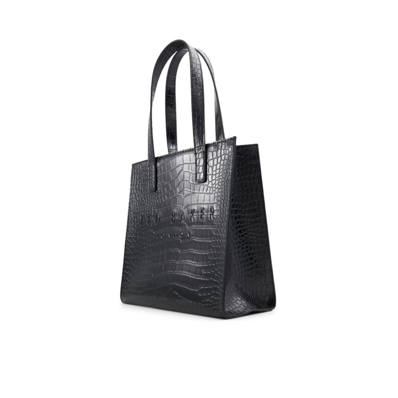 Ted Baker Seacon - Croc Texture Small Icon Tote Bag Ženske Torba Tote Crne Bijele | 157830-BUE