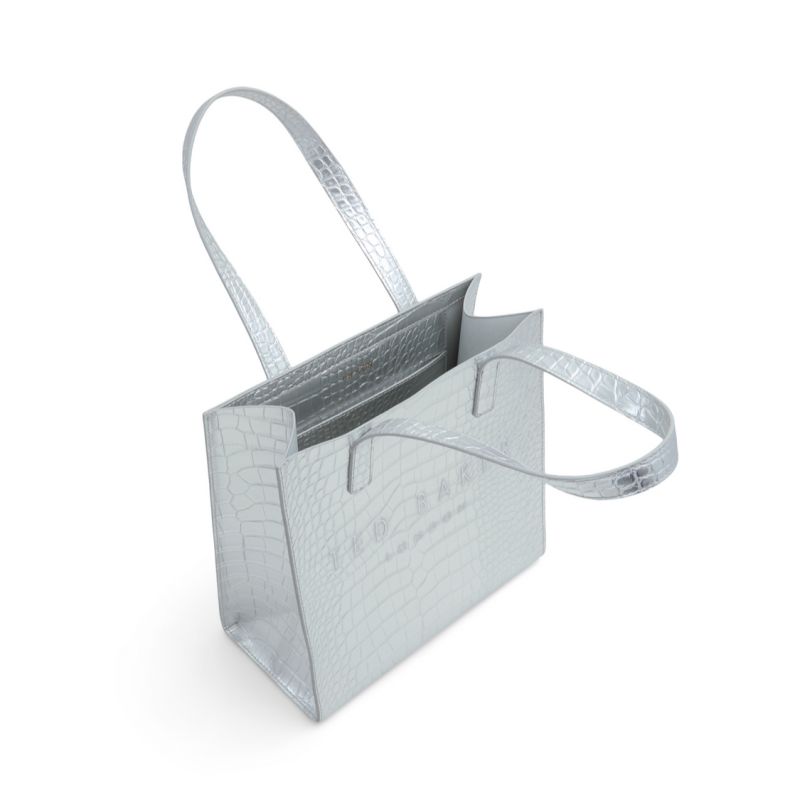 Ted Baker Seacon - Metallic Croc Texture Small Icon Tote Bag Ženske Torbe Ikone Platine Ljubičaste | 839201-XUH