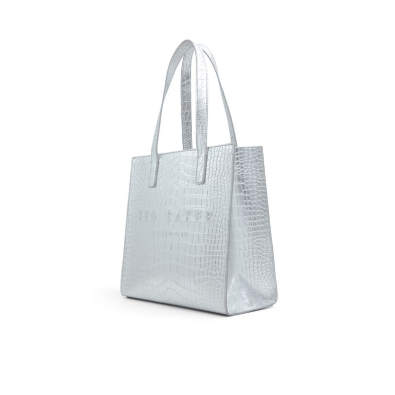 Ted Baker Seacon - Metallic Croc Texture Small Icon Tote Bag Ženske Torbe Ikone Platine Ljubičaste | 839201-XUH