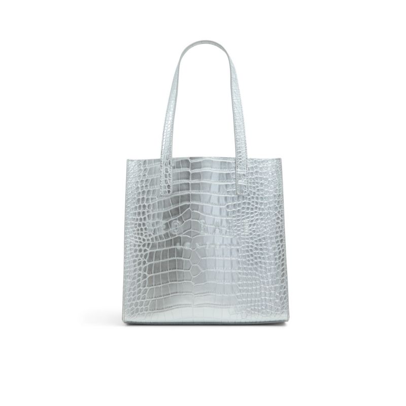 Ted Baker Seacon - Metallic Croc Texture Small Icon Tote Bag Ženske Torbe Ikone Platine Ljubičaste | 839201-XUH