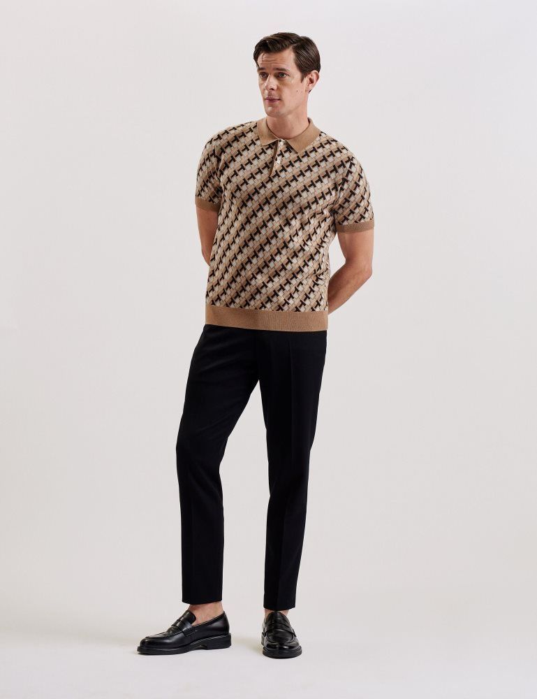 Ted Baker Seferry - Interlocking T Jacquard Knitted Polo Shirt Muške Topi Smeđe | 749802-YEU
