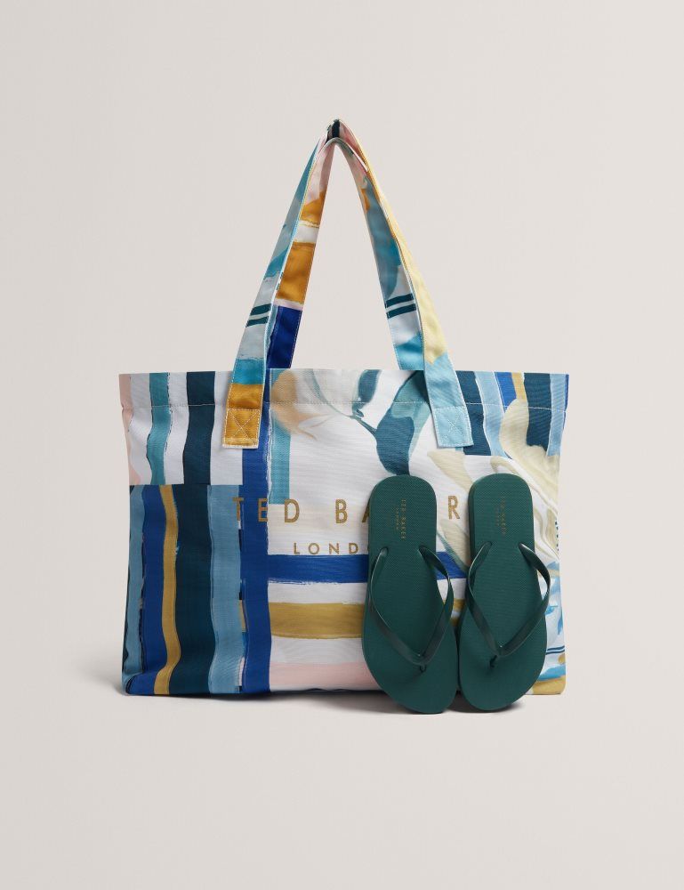 Ted Baker Shelyss - Printed Beach Bag & Flip Flops Set Ženske Torba Tote Zelene | 106478-KPG