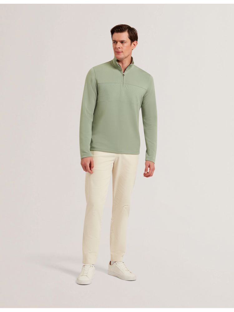 Ted Baker Simonea - Textured Panel Half-zip Modal Sweatshirt Muške Majica s Kapuljačom Zelene | 093254-DQZ