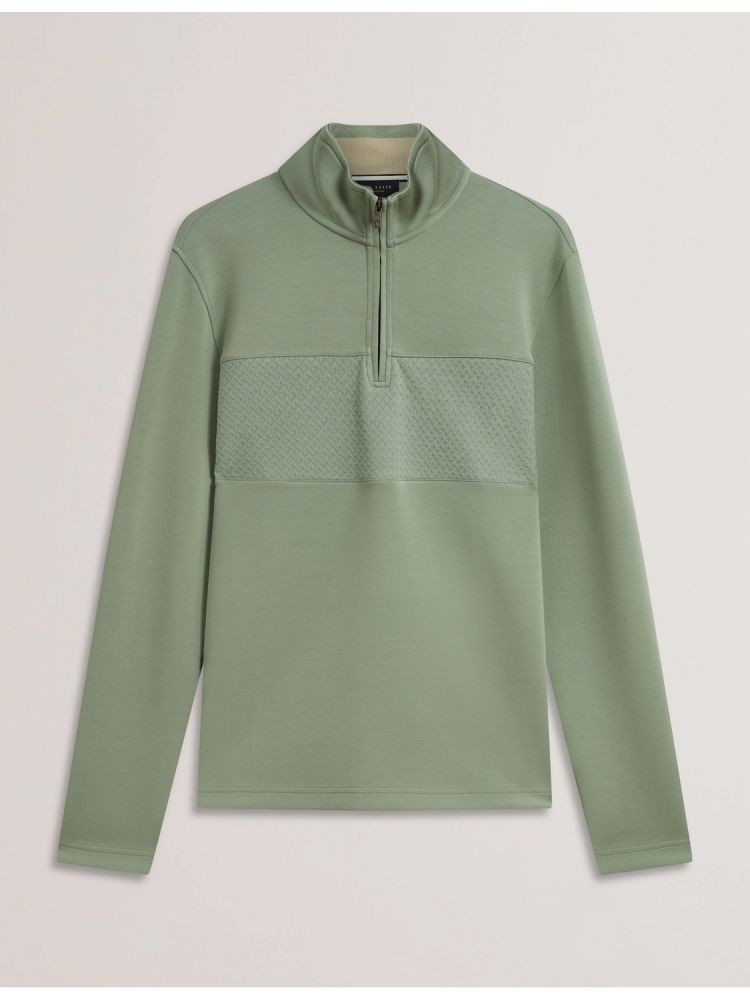 Ted Baker Simonea - Textured Panel Half-zip Modal Sweatshirt Muške Majica s Kapuljačom Zelene | 093254-DQZ