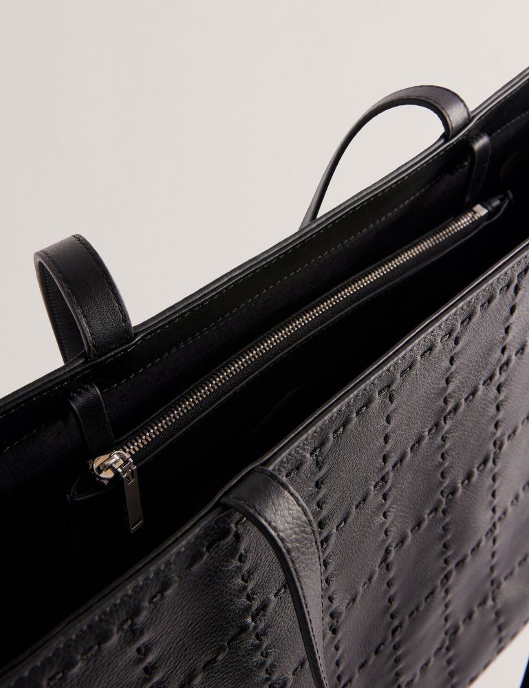 Ted Baker Stalie - Stitch Detail Leather Large Shopper Bag Ženske Torba Tote Crne | 321680-QOC