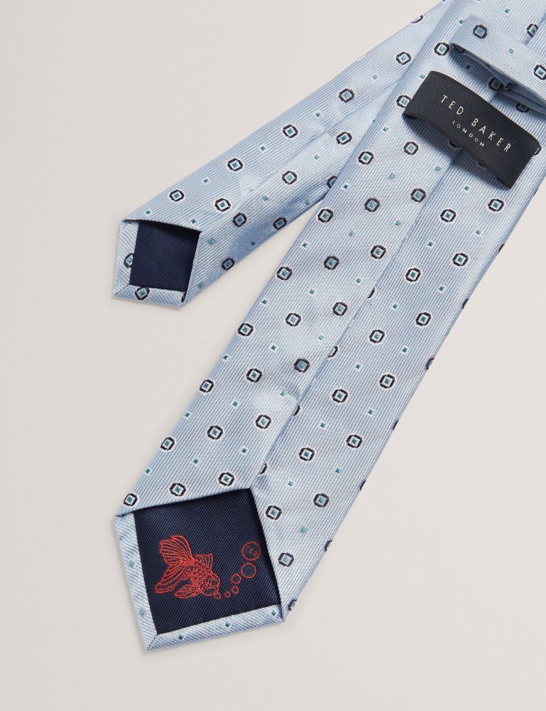 Ted Baker Steeple - Circle Geometric Print Silk Tie Muške Kravate Plave | 219573-OHZ