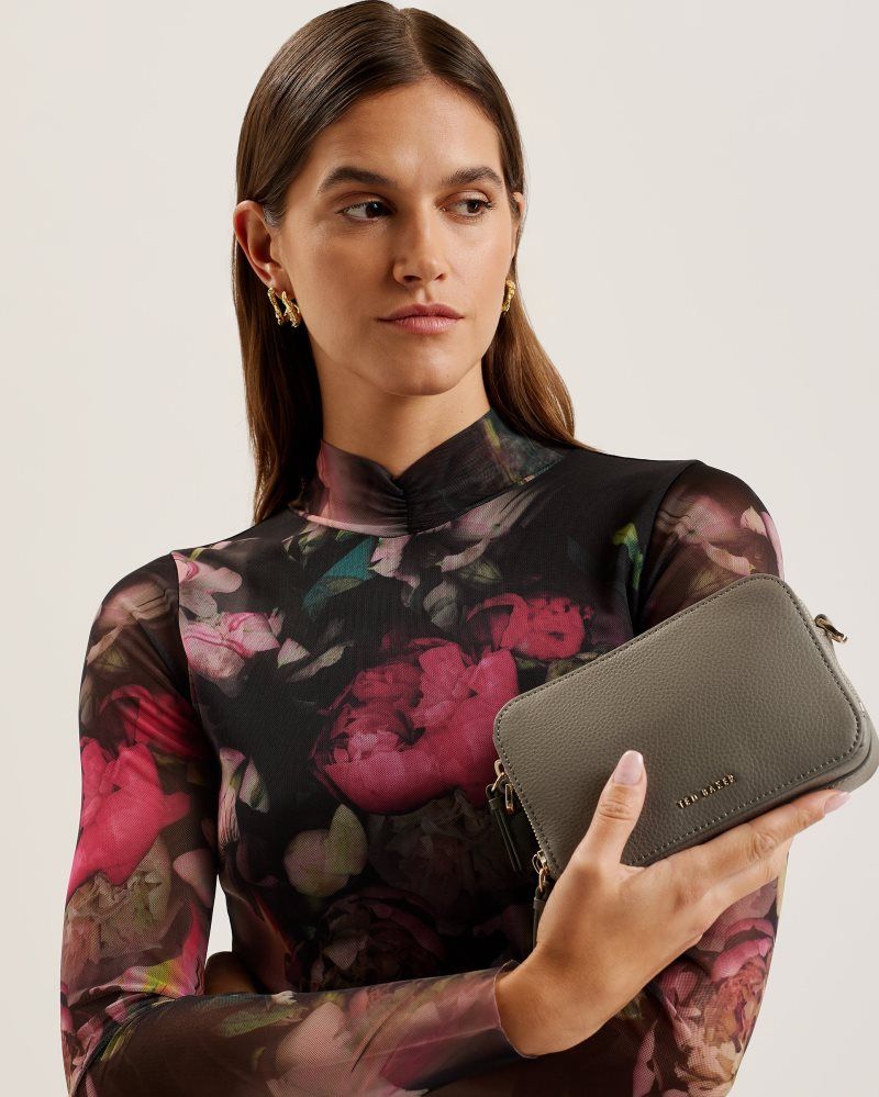 Ted Baker Stunna - Mini Leather Crossbody Camera Bag Ženske Torbe Preko Tijela Sive | 983201-FJS