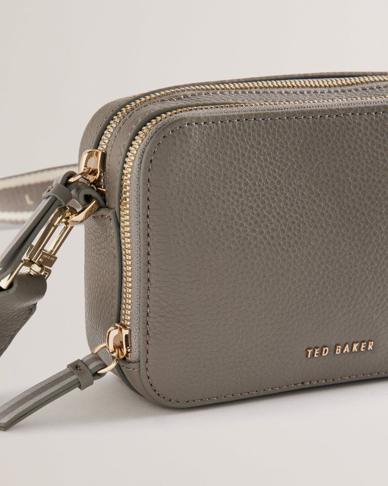 Ted Baker Stunna - Mini Leather Crossbody Camera Bag Ženske Torbe Preko Tijela Sive | 983201-FJS