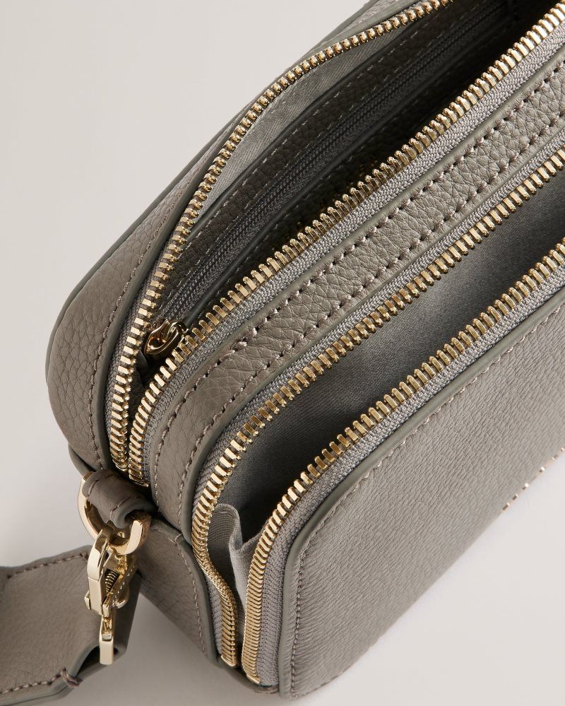 Ted Baker Stunna - Mini Leather Crossbody Camera Bag Ženske Torbe Preko Tijela Sive | 983201-FJS