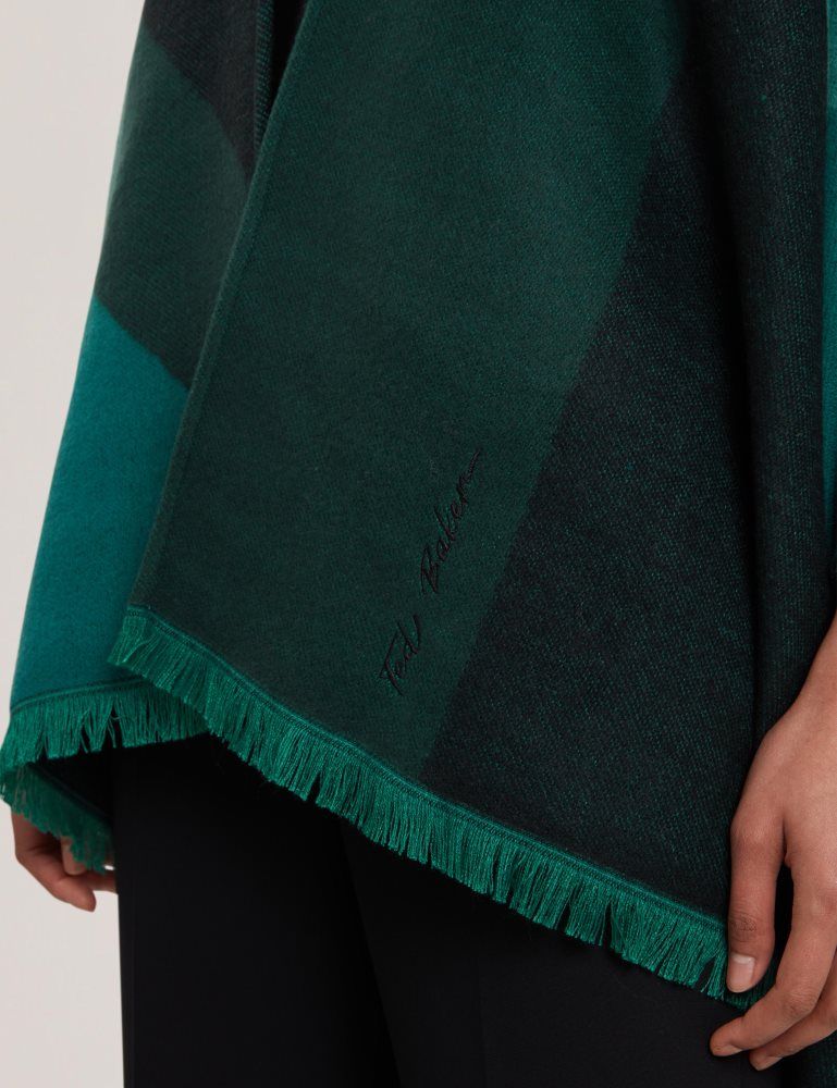 Ted Baker Suffia - Colour Block Buckled Woven Poncho Ženske Hats, Gloves & Scarves Zelene | 130487-JNU