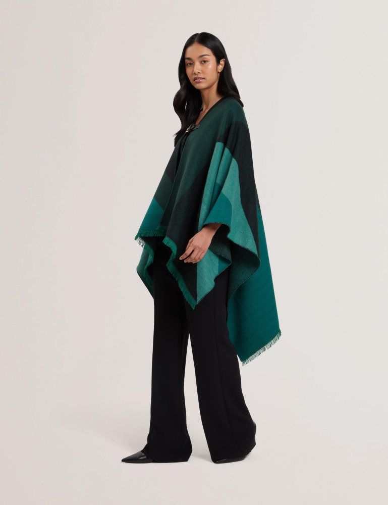 Ted Baker Suffia - Colour Block Buckled Woven Poncho Ženske Hats, Gloves & Scarves Zelene | 130487-JNU