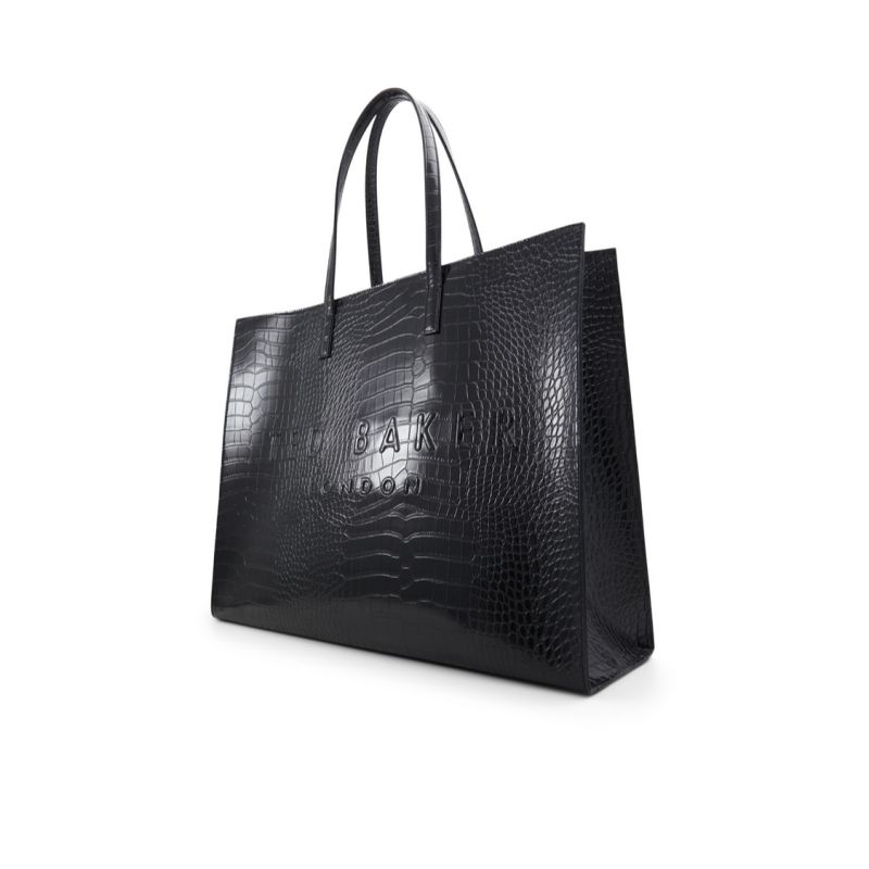 Ted Baker Sukicon - Croc Faux Leather Wide Icon Tote Bag Ženske Torbe Ikone Crne Bijele | 204961-IZT