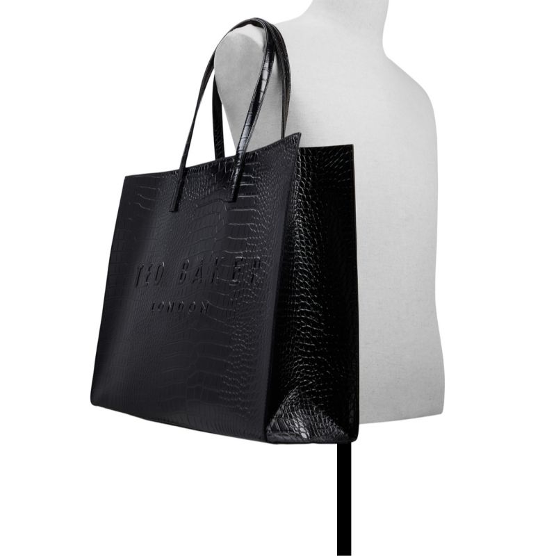 Ted Baker Sukicon - Croc Faux Leather Wide Icon Tote Bag Ženske Torbe Ikone Crne Bijele | 204961-IZT