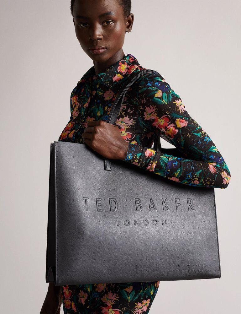 Ted Baker Sukicon - Textured Faux Leather Icon Tote Bag Ženske Torbe Ikone Crne | 298546-PLS
