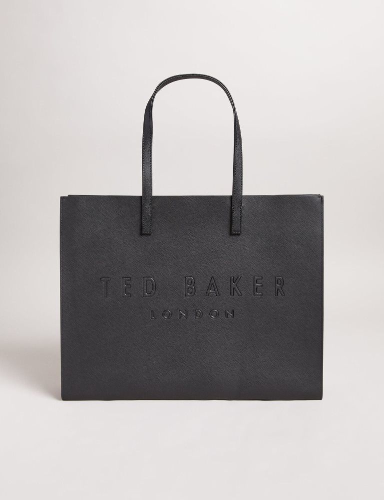 Ted Baker Sukicon - Textured Faux Leather Icon Tote Bag Ženske Torbe Ikone Crne | 298546-PLS