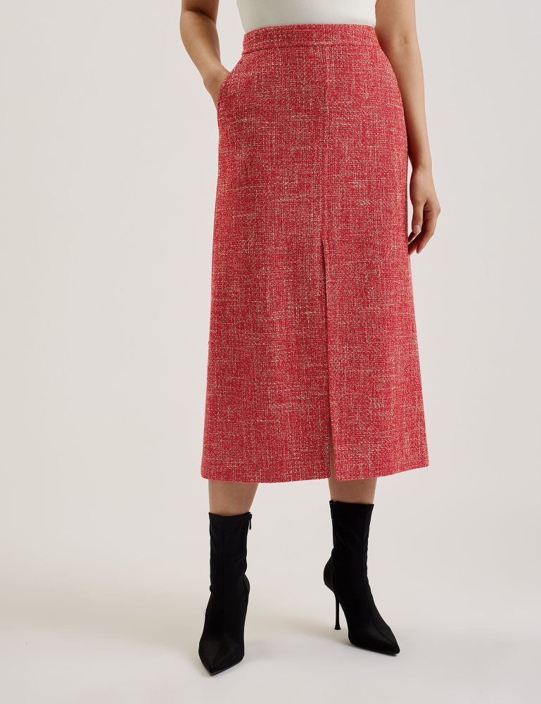 Ted Baker Sumis - Tailored Boucle Midi Skirt With Front Slit Ženske Suknje Crvene | 521089-JQY