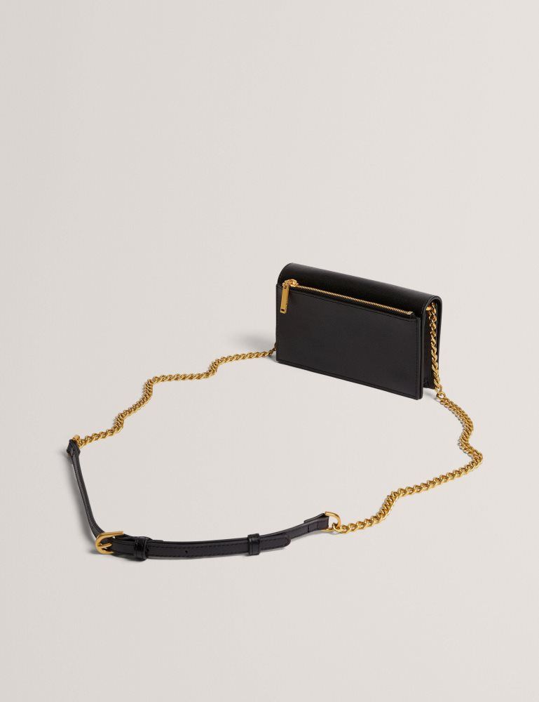 Ted Baker Tabina - Leather Purse With Chain Crossbody Strap Ženske Torbe Ikone Crne | 573402-OPQ