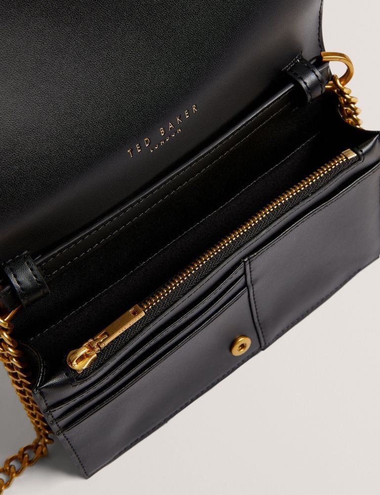 Ted Baker Tabina - Leather Purse With Chain Crossbody Strap Ženske Torbe Ikone Crne | 573402-OPQ