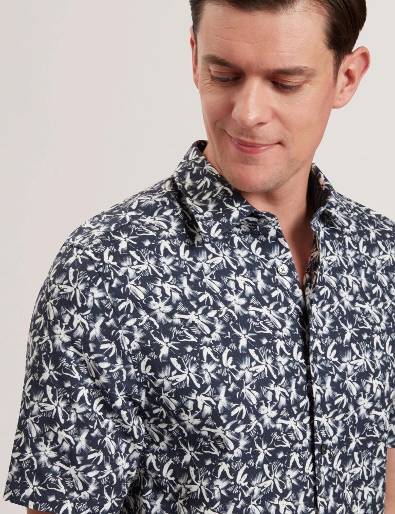 Ted Baker Tavaro - Short Sleeve Abstract Floral Shirt Muške Košulje Tamnoplave | 495237-HYO