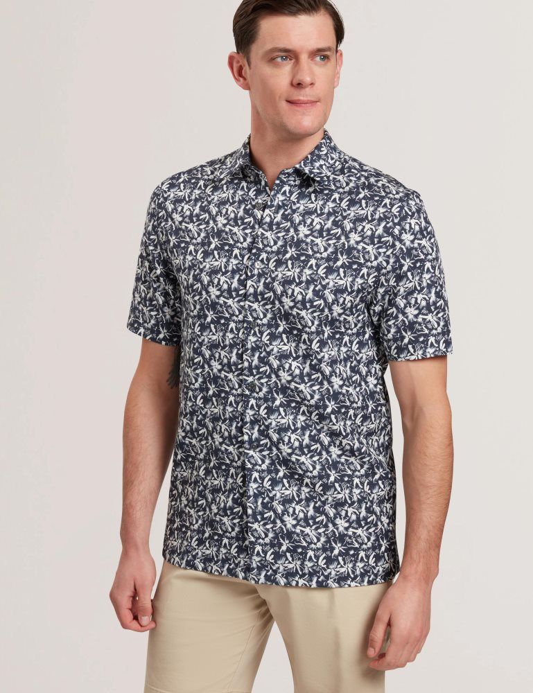 Ted Baker Tavaro - Short Sleeve Abstract Floral Shirt Muške Košulje Tamnoplave | 495237-HYO