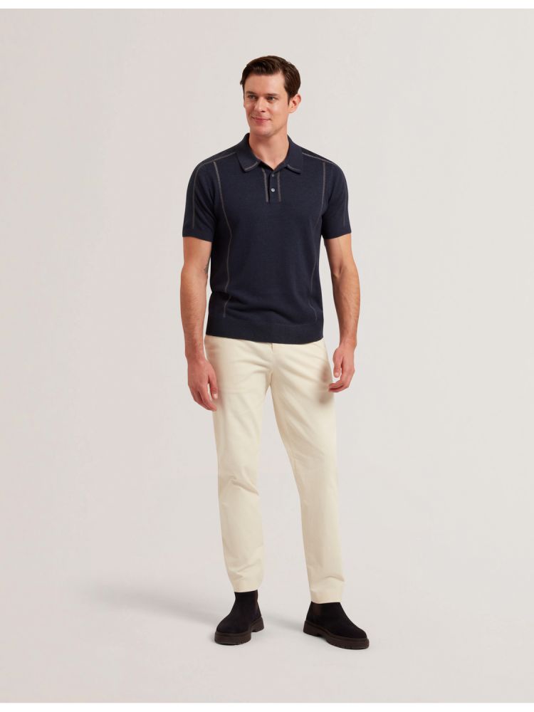 Ted Baker Telle - Stitched Detail Wool Blend Polo Shirt Muške Topi Tamnoplave | 609725-KCR