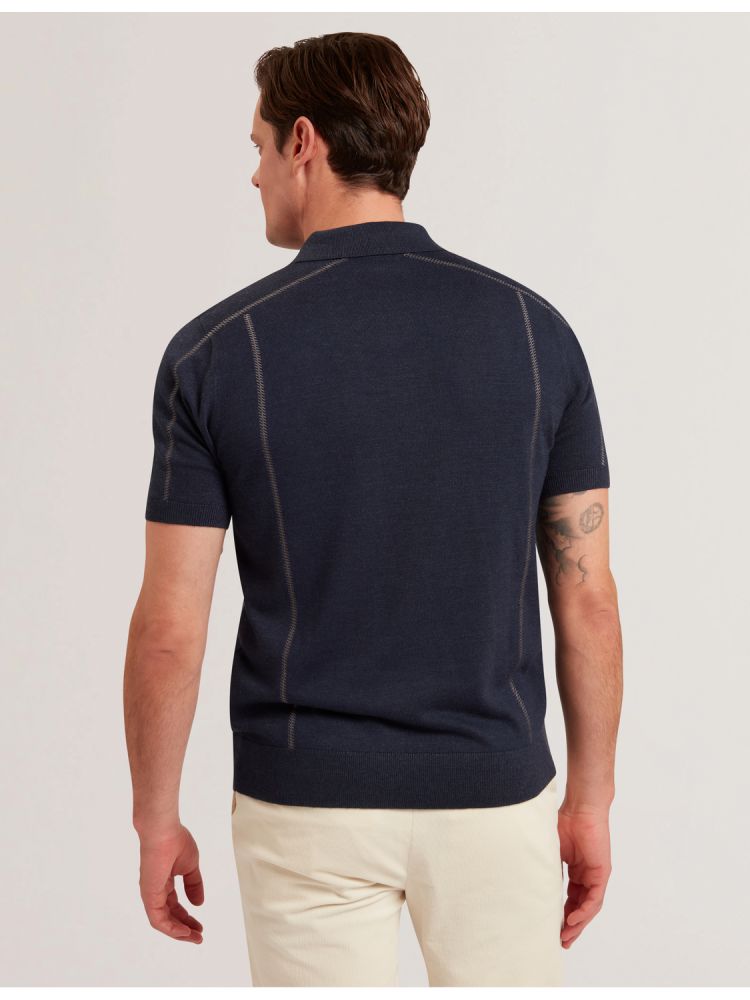 Ted Baker Telle - Stitched Detail Wool Blend Polo Shirt Muške Topi Tamnoplave | 609725-KCR