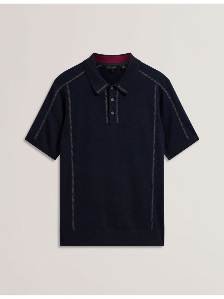 Ted Baker Telle - Stitched Detail Wool Blend Polo Shirt Muške Topi Tamnoplave | 609725-KCR