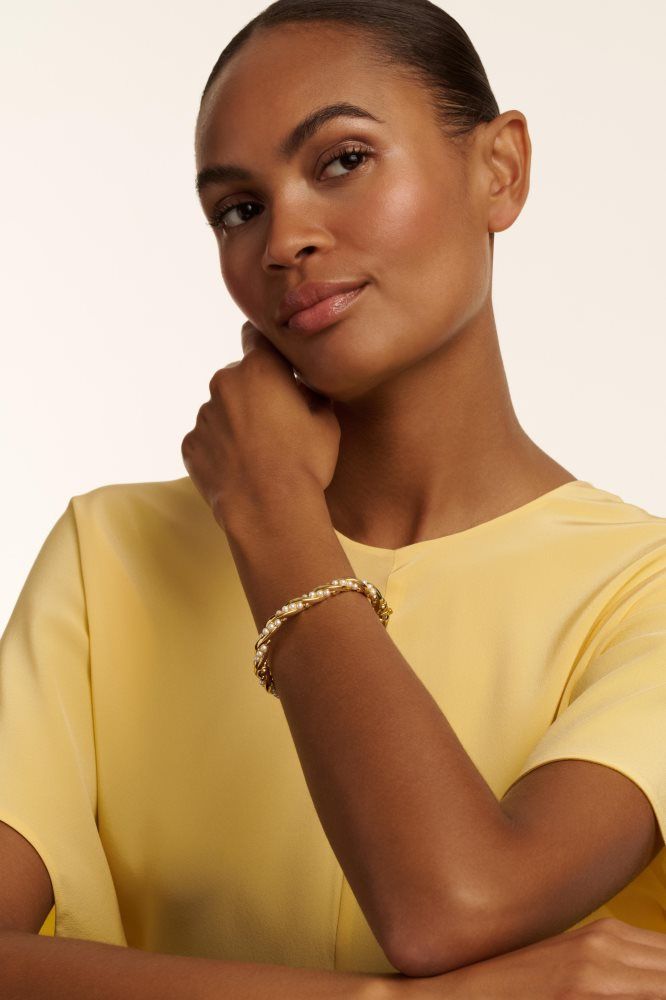 Ted Baker Tilaa - Twisted Pearl Gold Hinged Bangle Ženske Nakit Zlatne | 791862-KQH