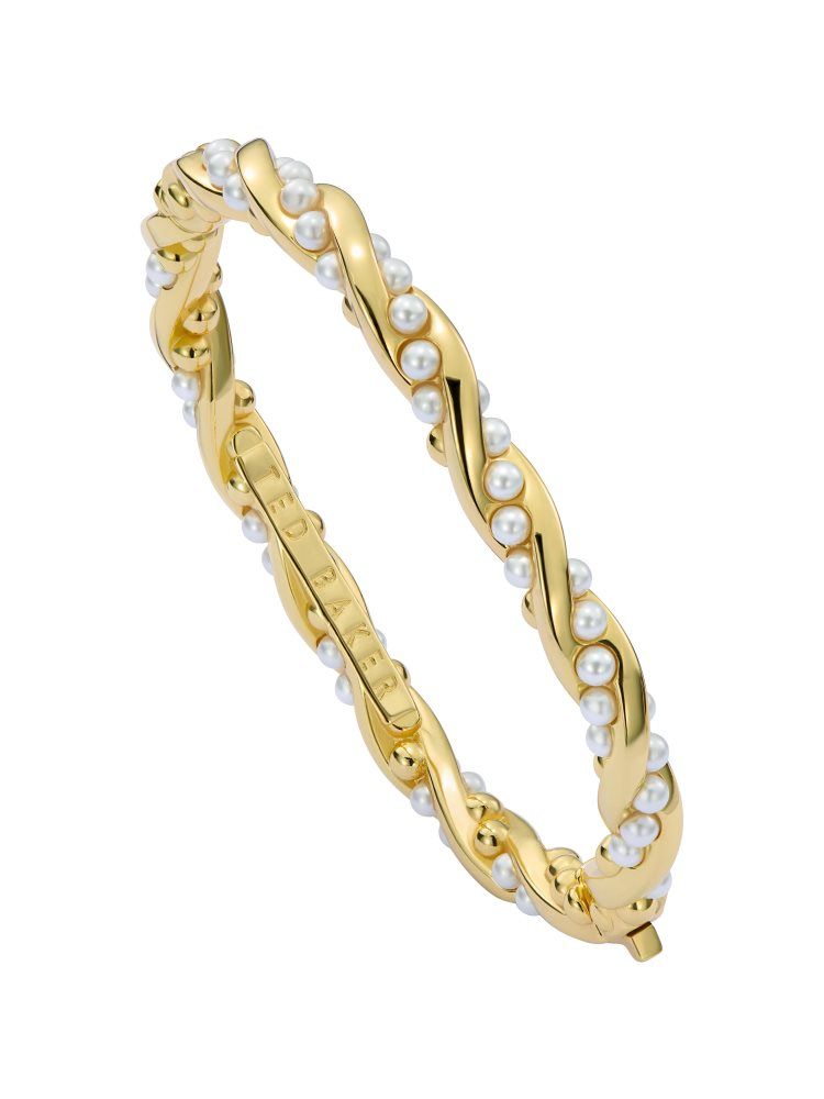 Ted Baker Tilaa - Twisted Pearl Gold Hinged Bangle Ženske Nakit Zlatne | 791862-KQH