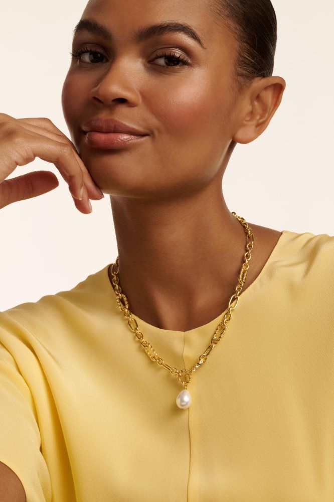 Ted Baker Timora - Pearl Pendant Twisted Chain Necklace Ženske Nakit Zlatne | 958420-TPB