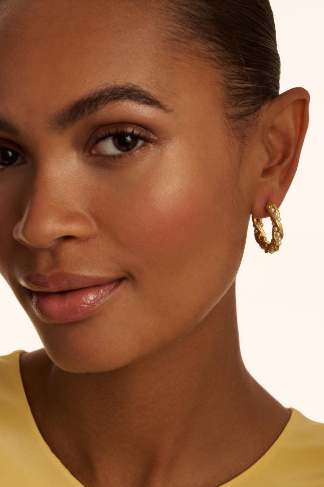 Ted Baker Tiyaa - Twisted Pearl Gold Hoop Earrings Ženske Nakit Zlatne | 179362-JNO
