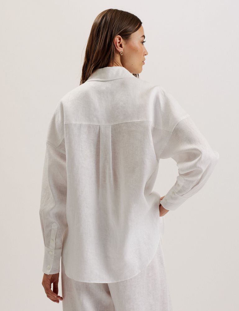 Ted Baker Toloca - Oversized Linen Shirt Ženske Majice Bijele | 350478-WRO