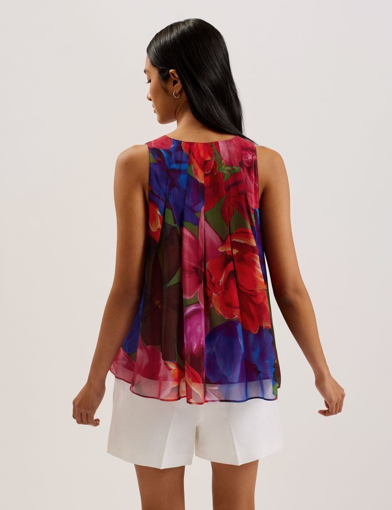 Ted Baker Vernoge - Organza Tropical Bloom V-neck Pleated Top Ženske Majice Visebojne | 713460-VUT