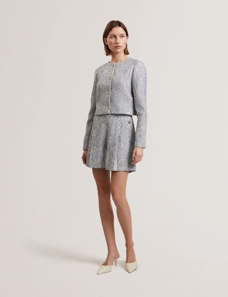 Ted Baker Vulpa - Boucle Button-up Cropped Tailored Jacket Ženske Jakne Plave | 547608-KEZ
