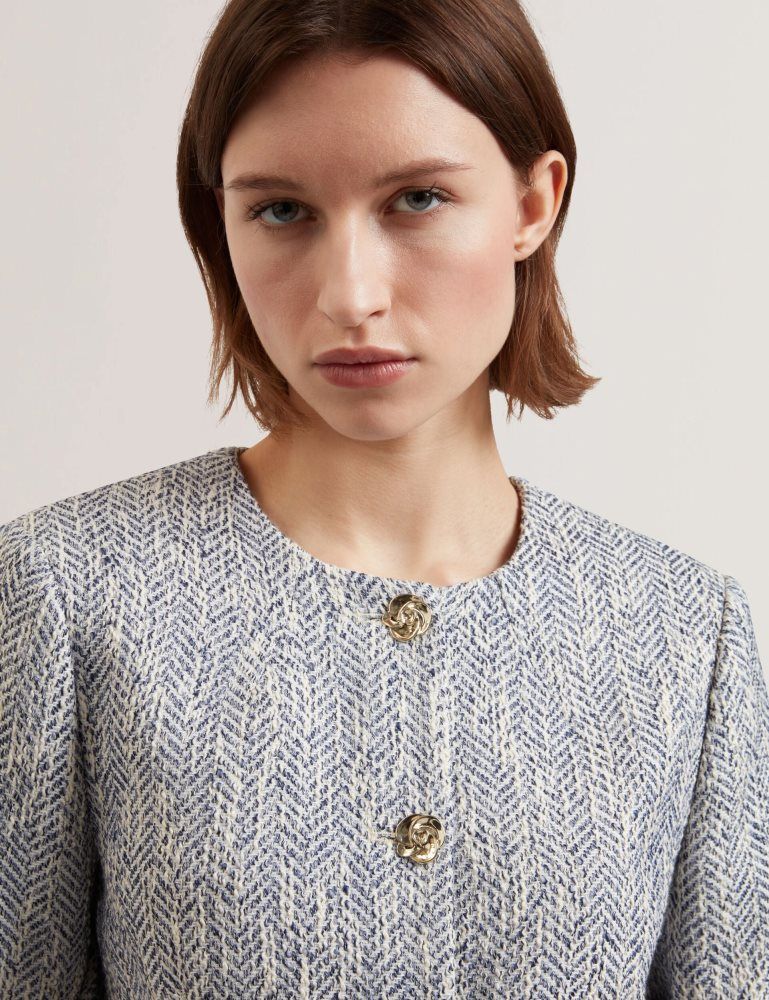 Ted Baker Vulpa - Boucle Button-up Cropped Tailored Jacket Ženske Jakne Plave | 547608-KEZ