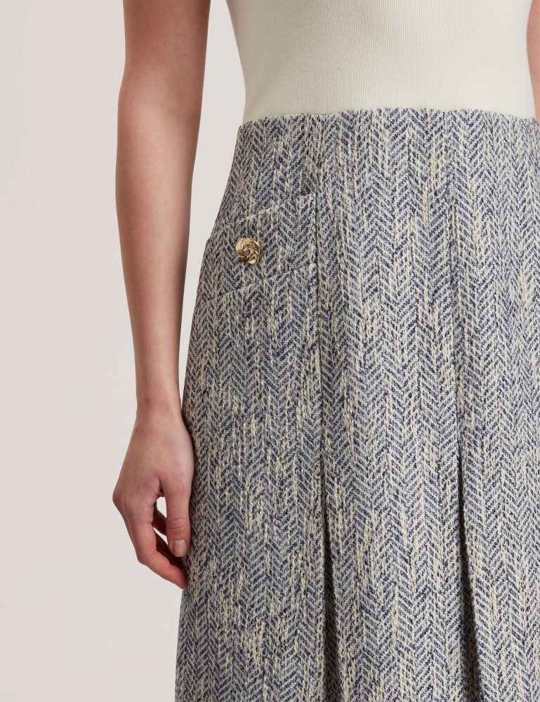 Ted Baker Vulpam - Sleeveless Knit Bodice Boucle Mini Dress Ženske Haljina Plave | 420763-EHY