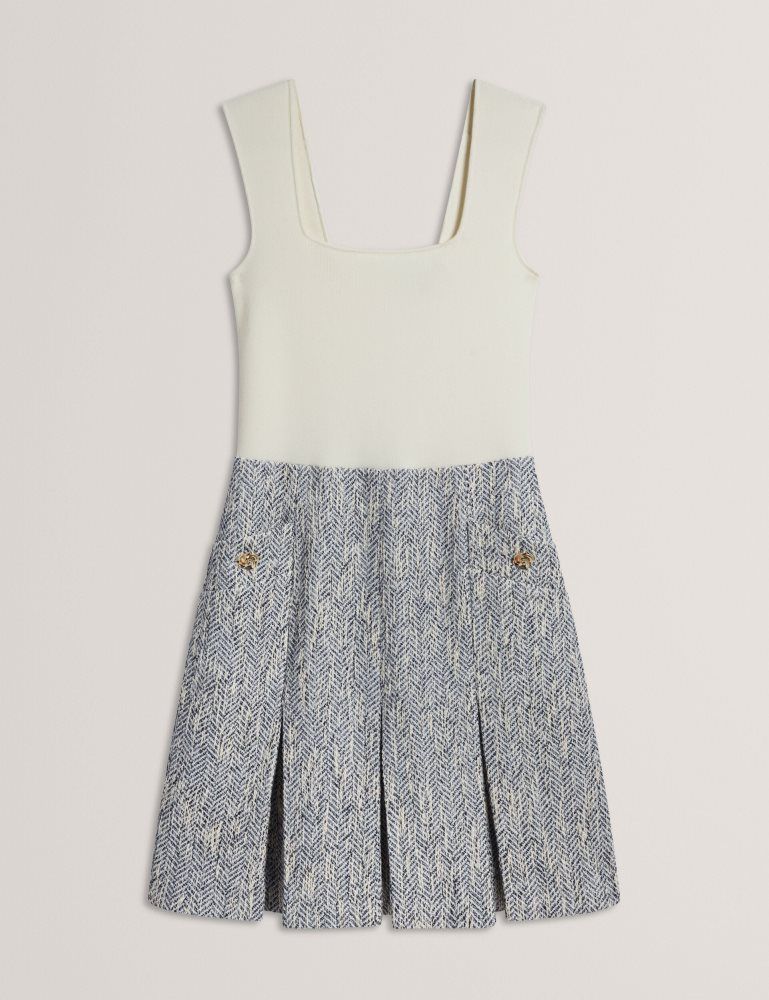 Ted Baker Vulpam - Sleeveless Knit Bodice Boucle Mini Dress Ženske Haljina Plave | 420763-EHY