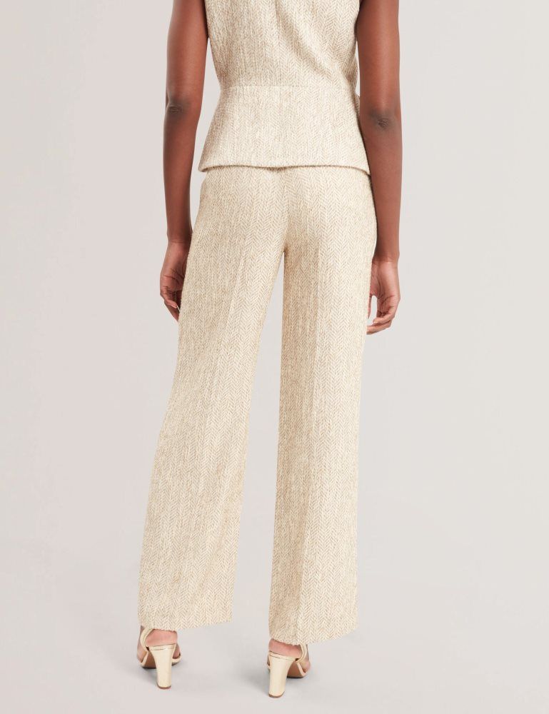 Ted Baker Vulpat - Boucle Herringbone Wide Leg Tailored Trousers Ženske Kratke Hlače Bijele | 540169-MWS