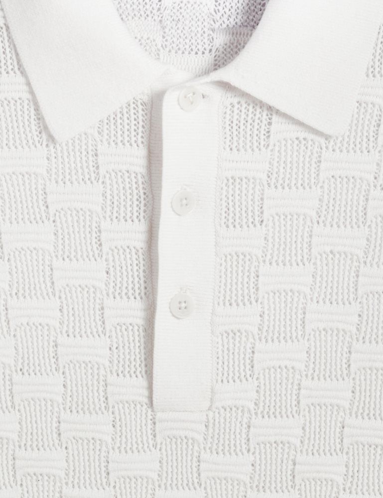 Ted Baker Waterby - Short Sleeve Textured Silk Cotton Polo Muške Topi Bijele | 459183-BCV