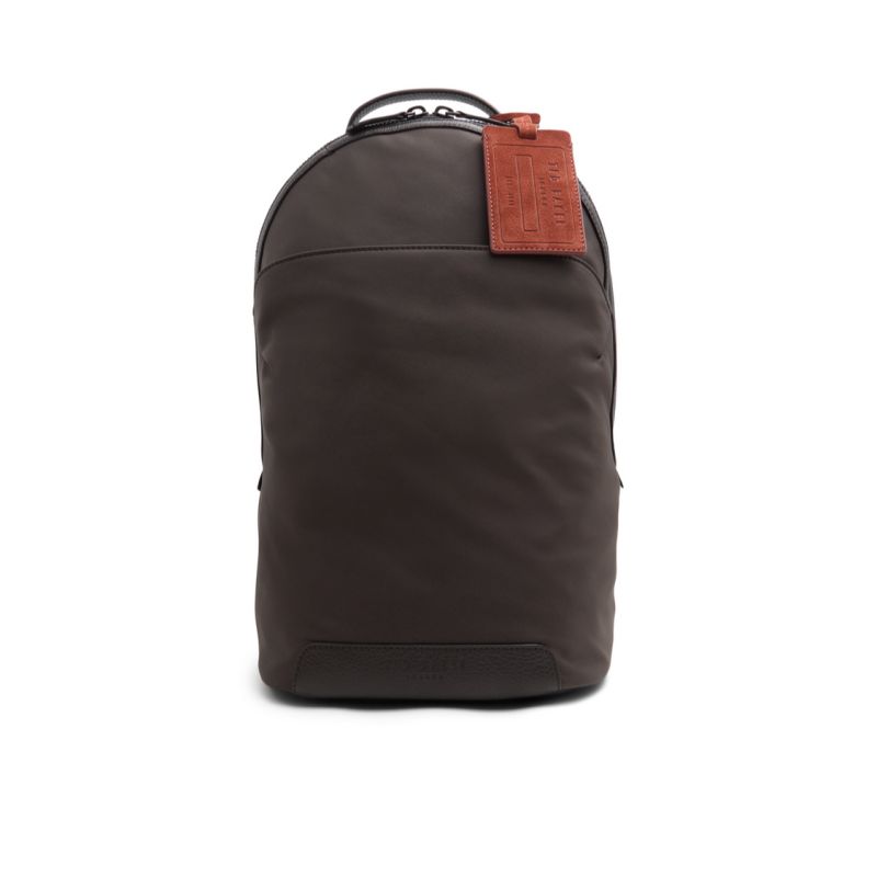 Ted Baker Xaden - Nylon Leather Trim Double Zip Backpack Muške Ruksaci Smeđe | 571649-QWN
