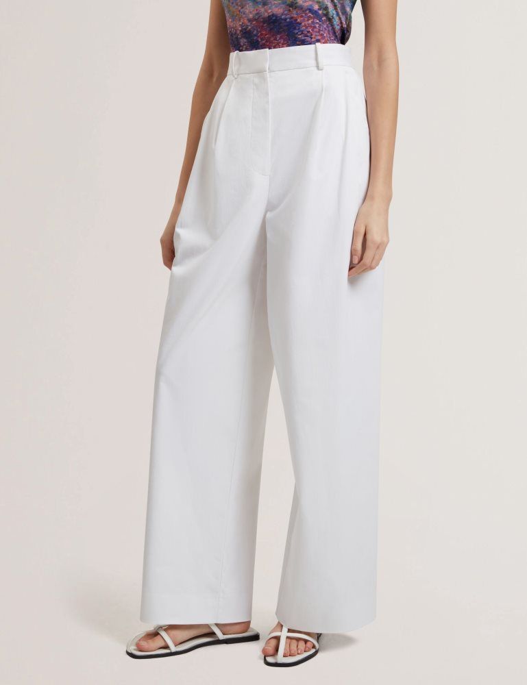 Ted Baker Zozia - Pleated High Waist Wide Leg Trousers Ženske Kratke Hlače Bijele | 795418-OXN